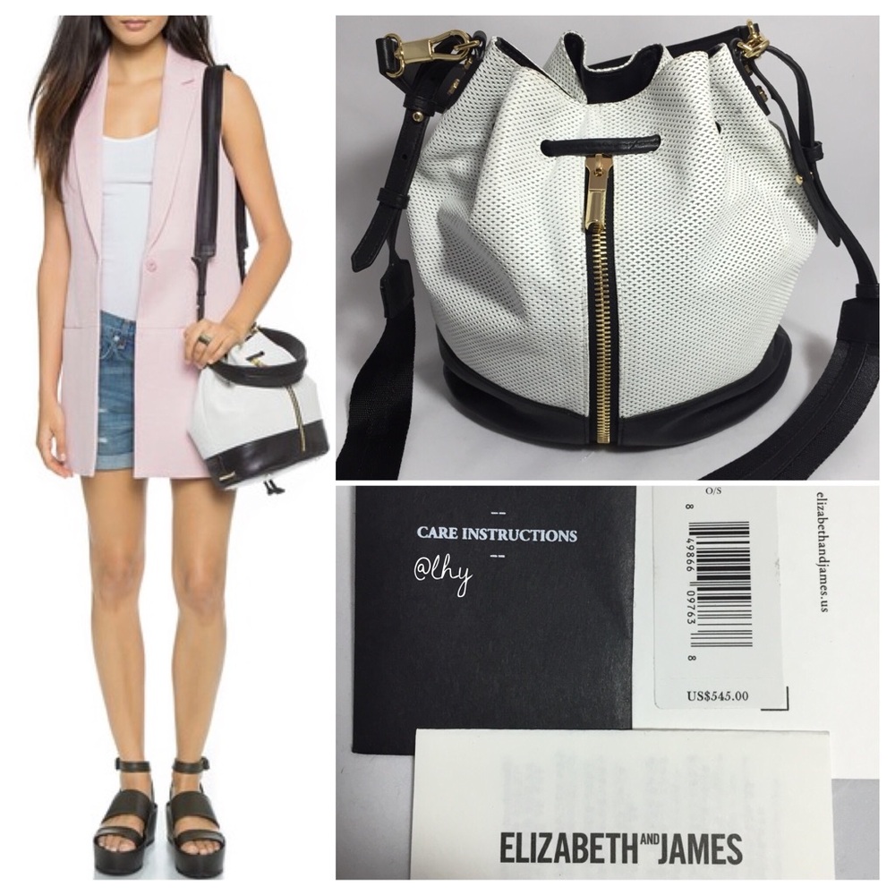 ELIZABETH + JAMES PERFORATED CYNNIE BUCKET BAG